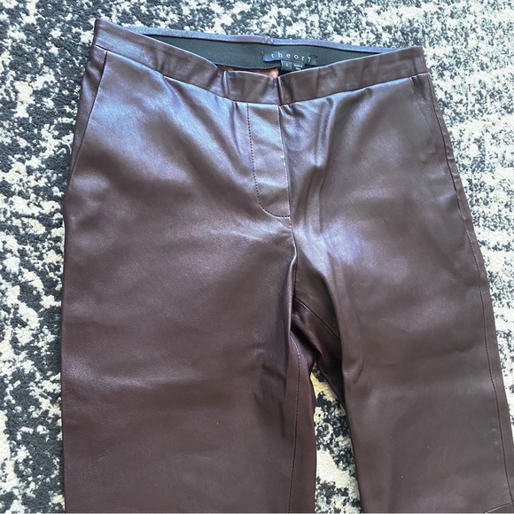 Theory Burgundy Leather Legging Pants Size 0 NWT - Picture 5 of 6